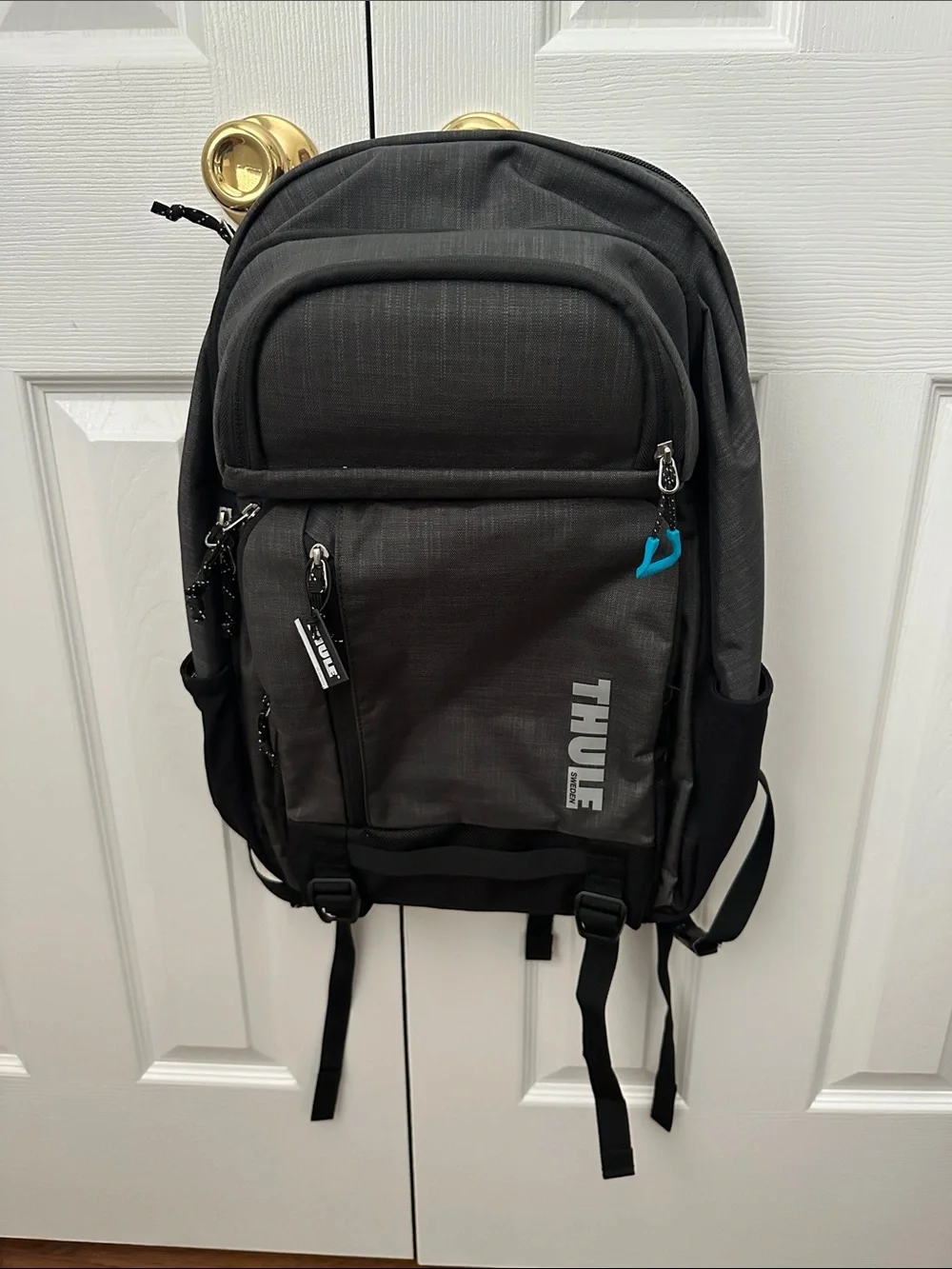 Thule Charcoal Gray Backpack with Teal Accent